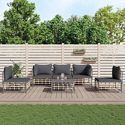 Maison Chic Salon de jardin 6 pcs + coussins - Mobilier/Meubles de jardin - Table et chaises d'extérieur anthracite résine tressée -MN41272