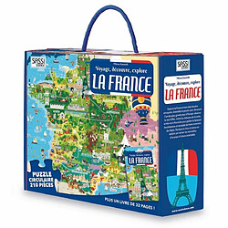 Ludendo Puzzle rond 210 pièces + Livre - Explore la France