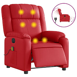 vidaXL Fauteuil de massage inclinable électrique rouge similicuir