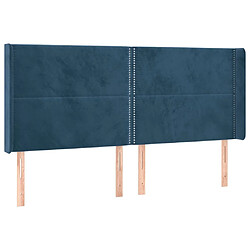 Maison Chic Tête de lit moderne avec oreilles pour chambre - Décoration de lit Bleu foncé 163x16x118/128 cm Velours -MN60105