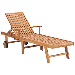 Maison Chic Chaise longue avec coussin | Bain de soleil Relax | Transat rouge bordeaux Bois de teck solide -GKD47342