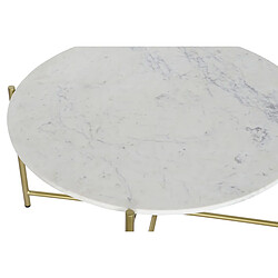 Pegane Table basse, table de salon ronde en fer doré et marbre blanc - diamètre 81 x Hauteur 44 cm pas cher