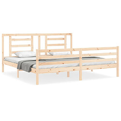 Maison Chic Lit adulte - Cadre Structure de lit avec tête de lit Contemporain 200x200 cm bois massif -MN94005