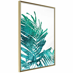 Paris Prix Affiche Murale Encadrée Teal Palm on White Background 20 x 30 cm Or