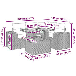 Acheter vidaXL Salon de jardin 5 pcs avec coussins noir résine tressée