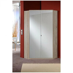 Inside 75 Armoire dressing d'angle COOPER 2 portes miroirs 95*95 chêne