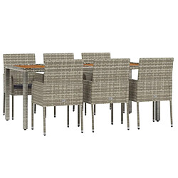 Avis Maison Chic Mobilier à dîner 7 pcs de jardin avec coussins - Ensemble table et chaises d'extérieur - Salon/Mobilier de jardin classique gris rotin -MN47895