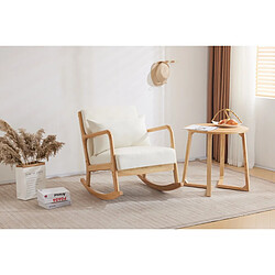 palozi home Fauteuil à bascule style scandinave bouclette et bois Clinton - Beige