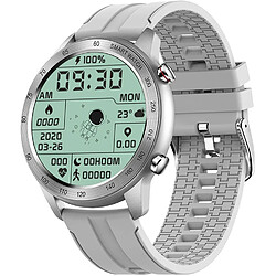 Chrono Chronus Smartwatch Hommes, Montre-Bracelet Intelligente Hommes Fitness Tracker Montre Connectée Ronde IP68 Montre Fitness Étanche Hommes avec Moniteur de Fréquence Cardiaque Podomètre Montre de Sport Portable Compatible iOS Android(Argent)