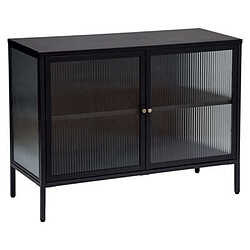 Pegane Buffet avec 2 portes en verre / acier coloris noir - Longueur 100 x Profondeur 40 x Hauteur 75 cm