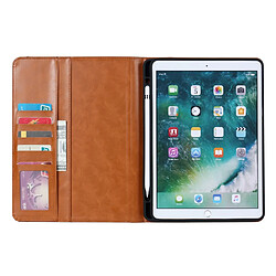 Acheter Etui en PU auto-absorbé avec support et fente pour stylo marron pour votre Apple iPad 10.2 (2019)