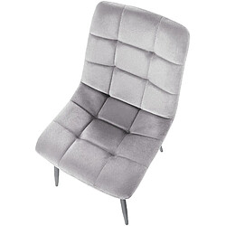 Avis Decoshop26 Chaise de salle à manger x1 coutures décoratives carrées en tissu velours gris et métal noir 10_0002131