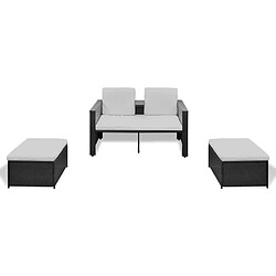 Avis Maison Chic Salon de jardin 4 pcs + coussins - Mobilier/Meubles de jardin - Table et chaises d'extérieur Résine tressée Noir -MN63889