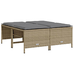 vidaXL Tabourets de jardin avec coussins lot de 4 beige résine tressée