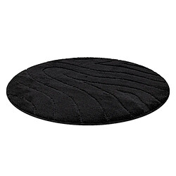 RUGSX Tapis de salle de bain SUPREME cercle WAVES, vagues, antidérapant, doux - noir cercle 100 cm