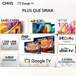 CHIQ L40H7G 40 Pouces, Smart TV, Full HD 1080P, Slim Design, Google TV, Google Assistant, HDR10&HLG, Dolby Audio