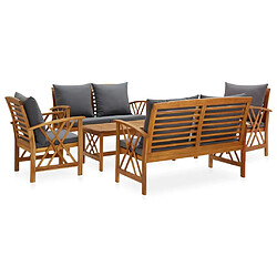 Maison Chic Salon de jardin 5 pcs + coussins - Mobilier/Meubles de jardin - Table et chaises d'extérieur Bois d'acacia solide -MN23300