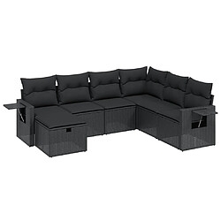 vidaXL Salon de jardin 7 pcs avec coussins noir résine tressée