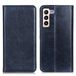 Etui en cuir fendu texture litchi, absorption magnétique avec support pour votre Samsung Galaxy S23 Plus 5G - bleu