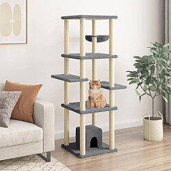 Arbre à chat avec griffoirs,niche pour chat en sisal Gris foncé 154 cm -MN24786