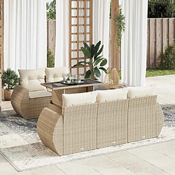 vidaXL Salon de jardin avec coussins 6 pcs beige résine tressée