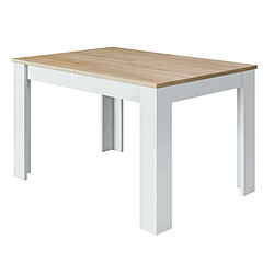 Avis Pegane Table a manger Extensible en chêne canadian et blanc Artik - Hauteur 78 x Longueur 140-190 x Largeur 90 cm