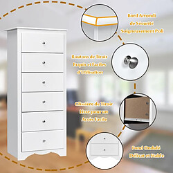 Helloshop26 Commode étroite à 6 tiroirs commode haute avec 6 tiroirs meuble à 6 tiroirs pour chambre cadre durablepour chambre salon bureau blanc 20_0004882