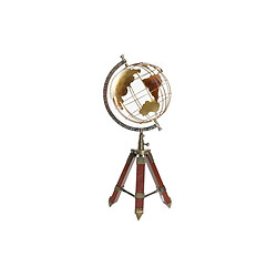 Globe terrestre DKD Home Decor Doré Métal Marron Tripode Bois de manguier (20 x 20 x 50 cm)