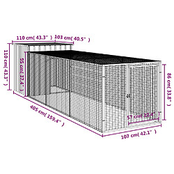 vidaXL Poulailler avec cour anthracite 110x405x110 cm acier galvanisé pas cher