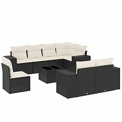 Maison Chic Salon de jardin 9 pcs avec coussins | Ensemble de Table et chaises | Mobilier d'Extérieur noir résine tressée -GKD63466