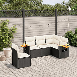 Maison Chic Ensemble de 5 Tables et chaises d'extérieur avec coussins,Salon de jardin noir résine tressée -GKD711686