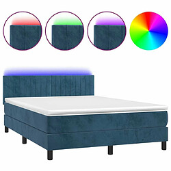 Sommier à lattes LED,Cadre à lattes de lit avec matelas pour Adulte Bleu foncé 140x190 cm -MN31405