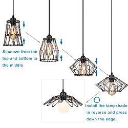 Stoex Lustre Abat jours Industrielle forme Cage Ajustable, 5 en 1 Changeable , Suspens pas cher