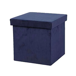 Urban Living Pouf de rangement pliable Kube en velours côtelé - Bleu