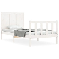 Maison Chic Cadre/structure de lit avec tête de lit pour adulte - Lit Moderne Chambre blanc petit simple bois massif -MN93855