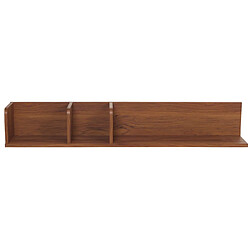 Mendler Etagère murale HWC-M48, Etagère suspendue Etagère en bois flottante, 3 compartiments en bois massif de manguier 20x120x21cm ~ aspect noyer pas cher