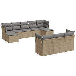 Maison Chic Salon de jardin avec coussins 10 pcs | Ensemble de Table et chaises | Mobilier d'Extérieur beige résine tressée -GKD80738