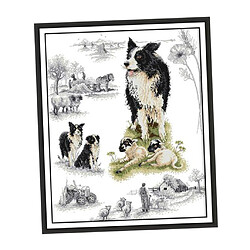 Kits Point De Croix Estampés u0026 Comptés - Motif Chien De Berger 46x54cm 14CT