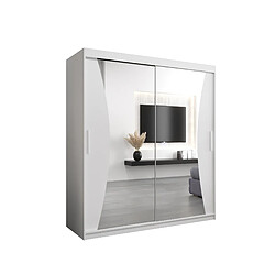 Abiks Meble Armoire MONACO À Portes Coulissantes 200/180/62 2 Portes (Blanc/Blanc)