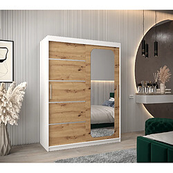 Abiks Meble Armoire PROMO V2 À Portes Coulissantes 200/150/62 2 Portes (Blanc/Artisan)