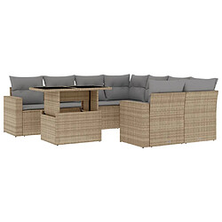 vidaXL Salon de jardin avec coussins 9 pcs beige résine tressée