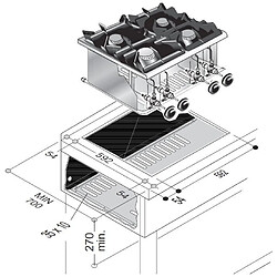 Réchaud à Gaz Drop-In - 4 Feux 3,5 kW et 5,5 kW - Combisteel