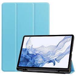 Etui en PU fonction veille/réveil automatique avec support et porte-stylo bleu ciel pour votre Samsung Galaxy Tab S8