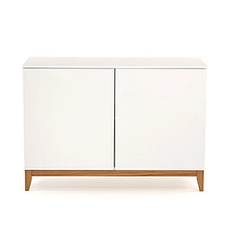 Mes Buffet 2 portes 120x48x85 cm décor blanc et chêne - TORVA