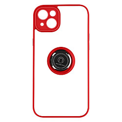 Avizar Coque pour iPhone 14 Plus Bi-matière Bague Métallique Support Vidéo rouge