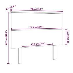 vidaXL Tête de lit Noir 79x6x82,5 cm Bois massif de pin pas cher