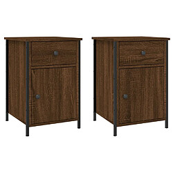 Maison Chic Lot de 2 Tables de chevet - Tables de Nuit Chêne marron 40x42x60cm Bois d'ingénierie