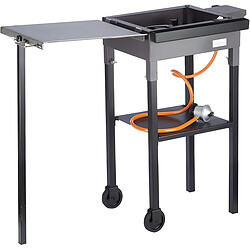 Visiodirect Barbecue Planche à gaz avec Chariot en Acier inoxydable coloris noir - 59 x 41 x 90 cm