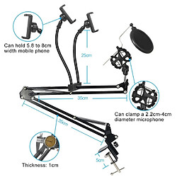 Avis Wewoo Support microphone Double téléphone mobile K de la chanson 360 Degrés Direction Cantilever Multifonctionnel Paresseux Diffusion En Direct Bracket