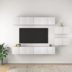 vidaXL Meubles TV 8 pcs Blanc Bois d'ingénierie